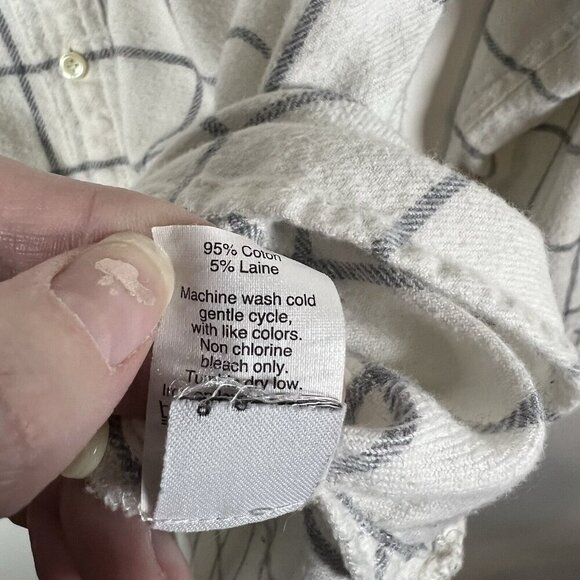 Madewell Button Up Collared Checkered Top Women’s Size Medium White Cotton Wool‎ - Picture 8 of 9